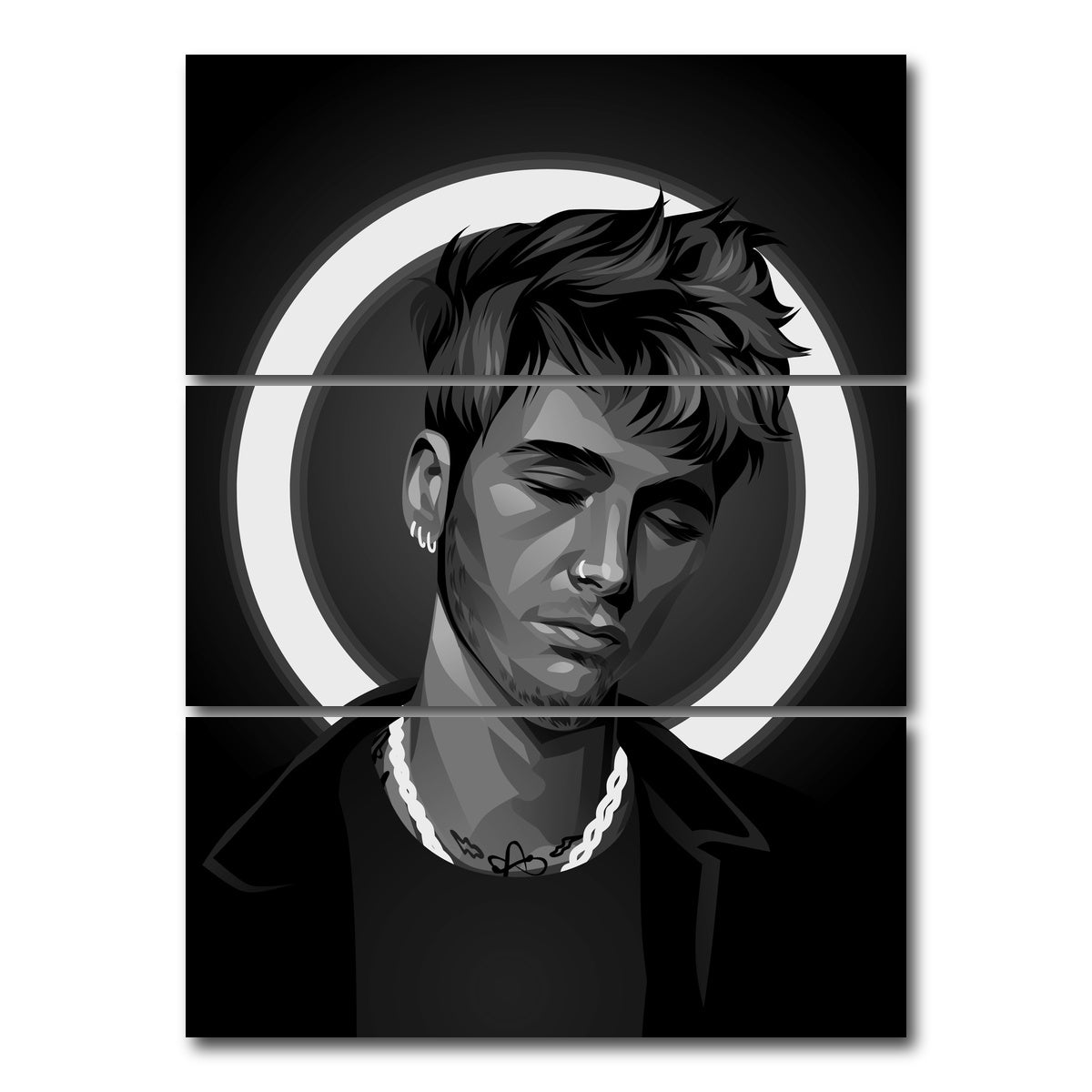 AUTO-MOCKUP WHITE | Grayscale MGK | 3 Piece | Gallery Wrap Canvas | group=8x18_stacked