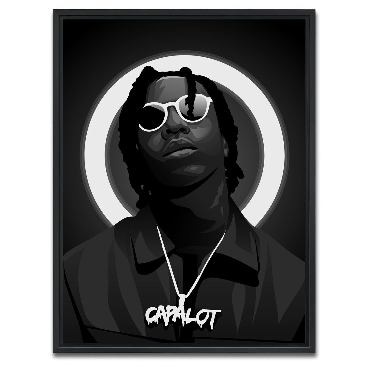 AUTO-MOCKUP WHITE | Grayscale Polo G | 1 Piece | Black Framed Canvas | group=3x4