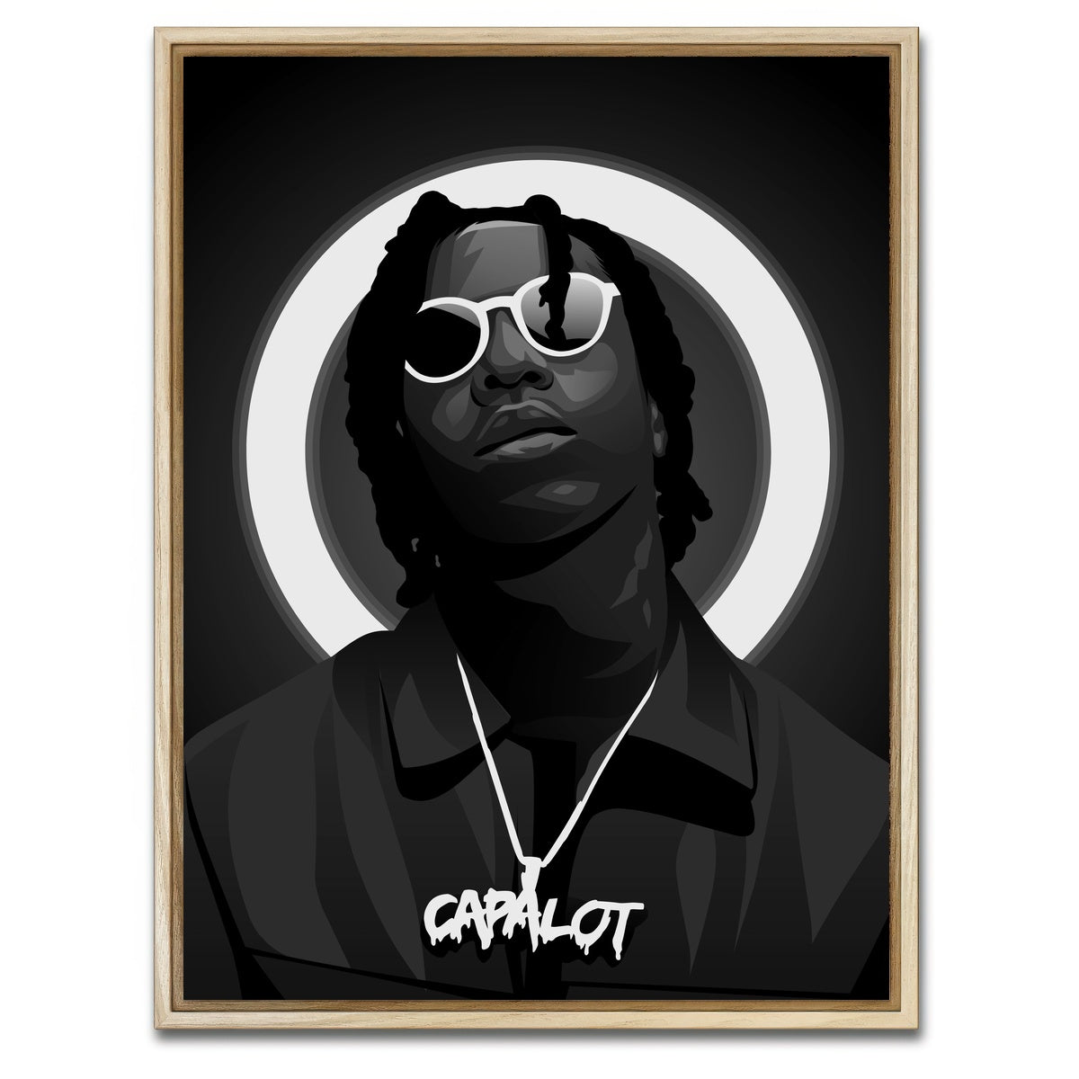 AUTO-MOCKUP WHITE | Grayscale Polo G | 1 Piece | Natural Framed Canvas | group=3x4