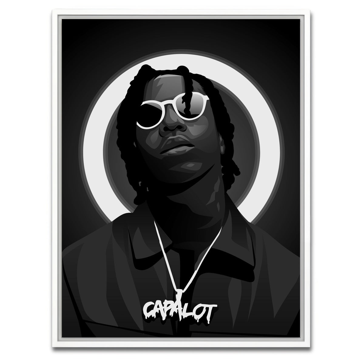 AUTO-MOCKUP WHITE | Grayscale Polo G | 1 Piece | White Framed Canvas | group=3x4