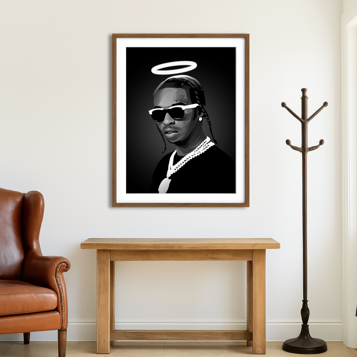 AUTO-MOCKUP ROOM | Grayscale Rip Popsmoke Wall Art