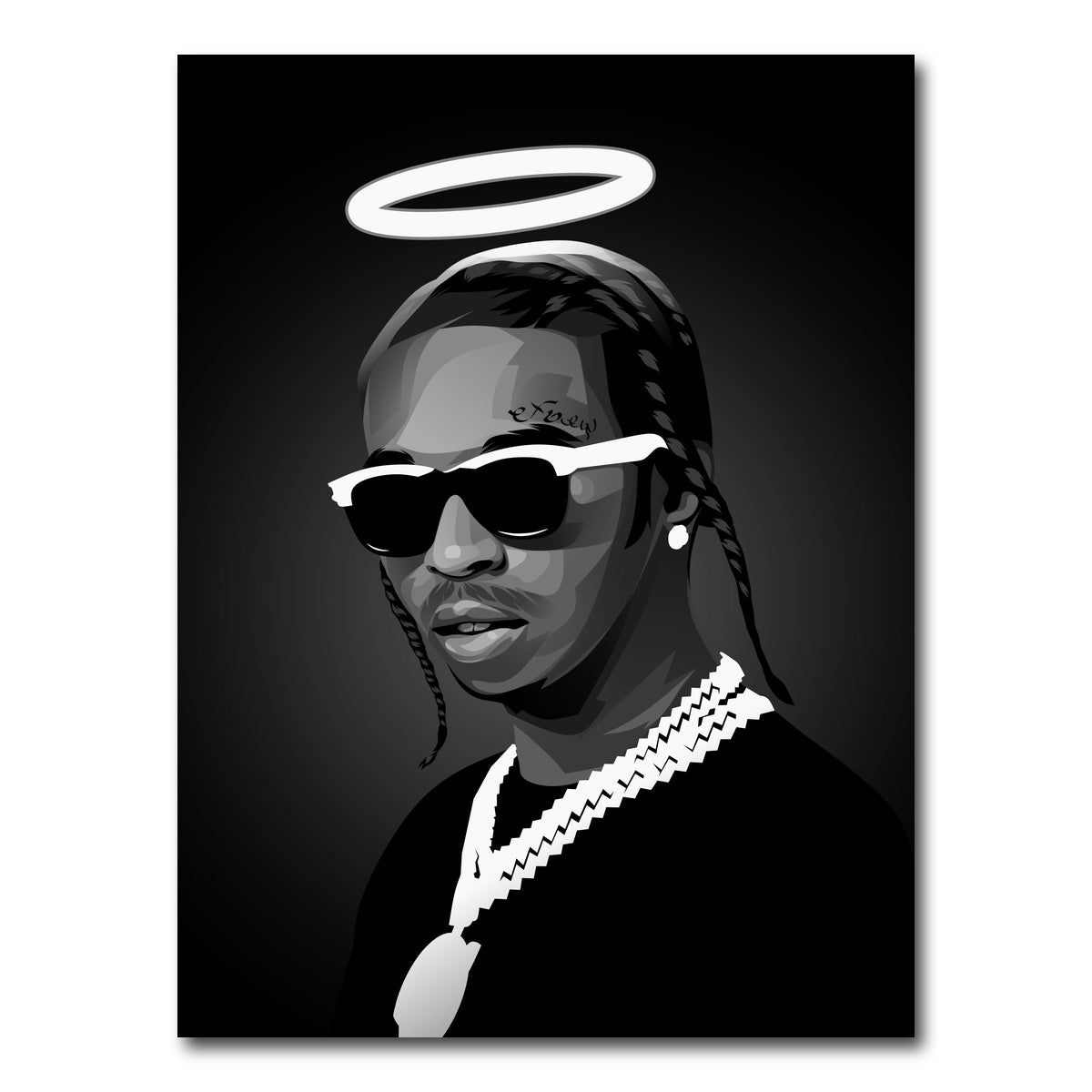 AUTO-MOCKUP WHITE | Grayscale Rip Popsmoke | 1 Piece | Gallery Wrap Canvas | group=3x4