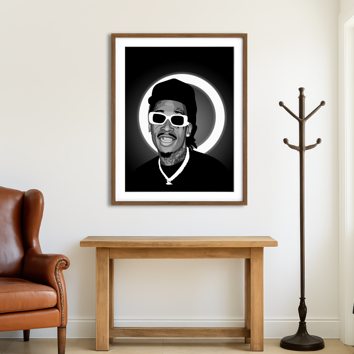 AUTO-MOCKUP ROOM | Grayscale Wiz Khalifa Wall Art