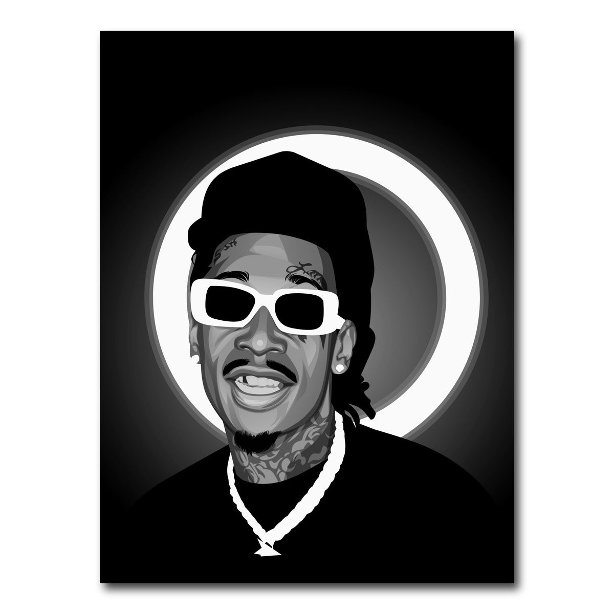 AUTO-MOCKUP WHITE | Grayscale Wiz Khalifa | 1 Piece | Gallery Wrap Canvas | group=3x4