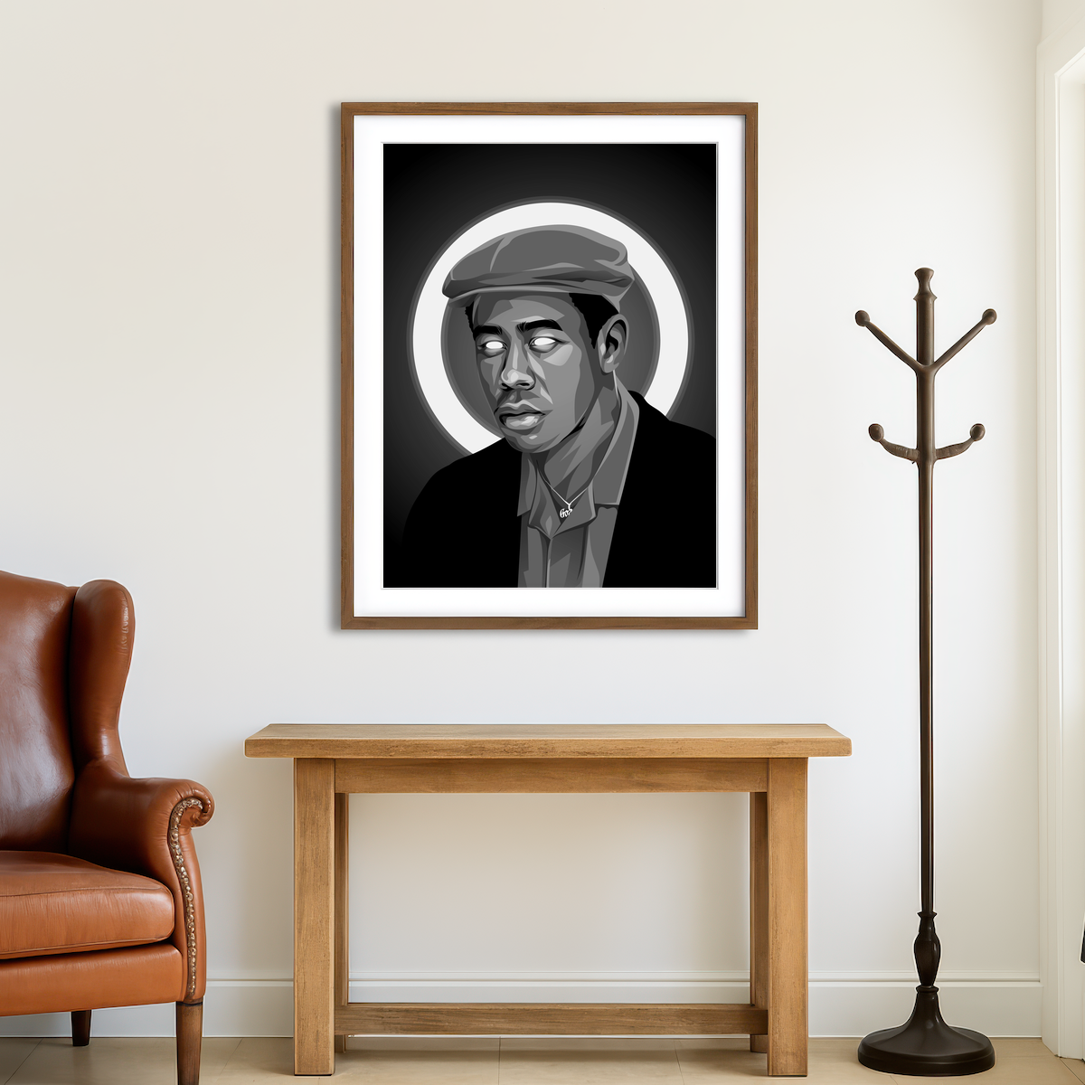 AUTO-MOCKUP ROOM | Grayscale Tyler The Creator Wall Art
