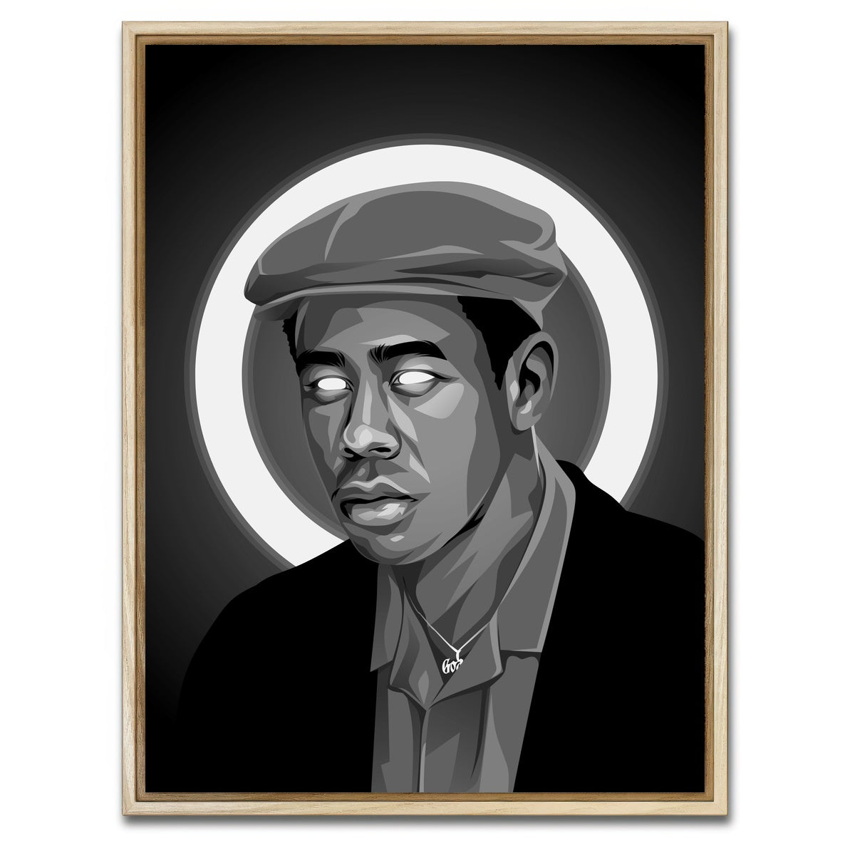 AUTO-MOCKUP WHITE | Grayscale tyler the creator | 1 Piece | Natural Framed Canvas | group=3x4