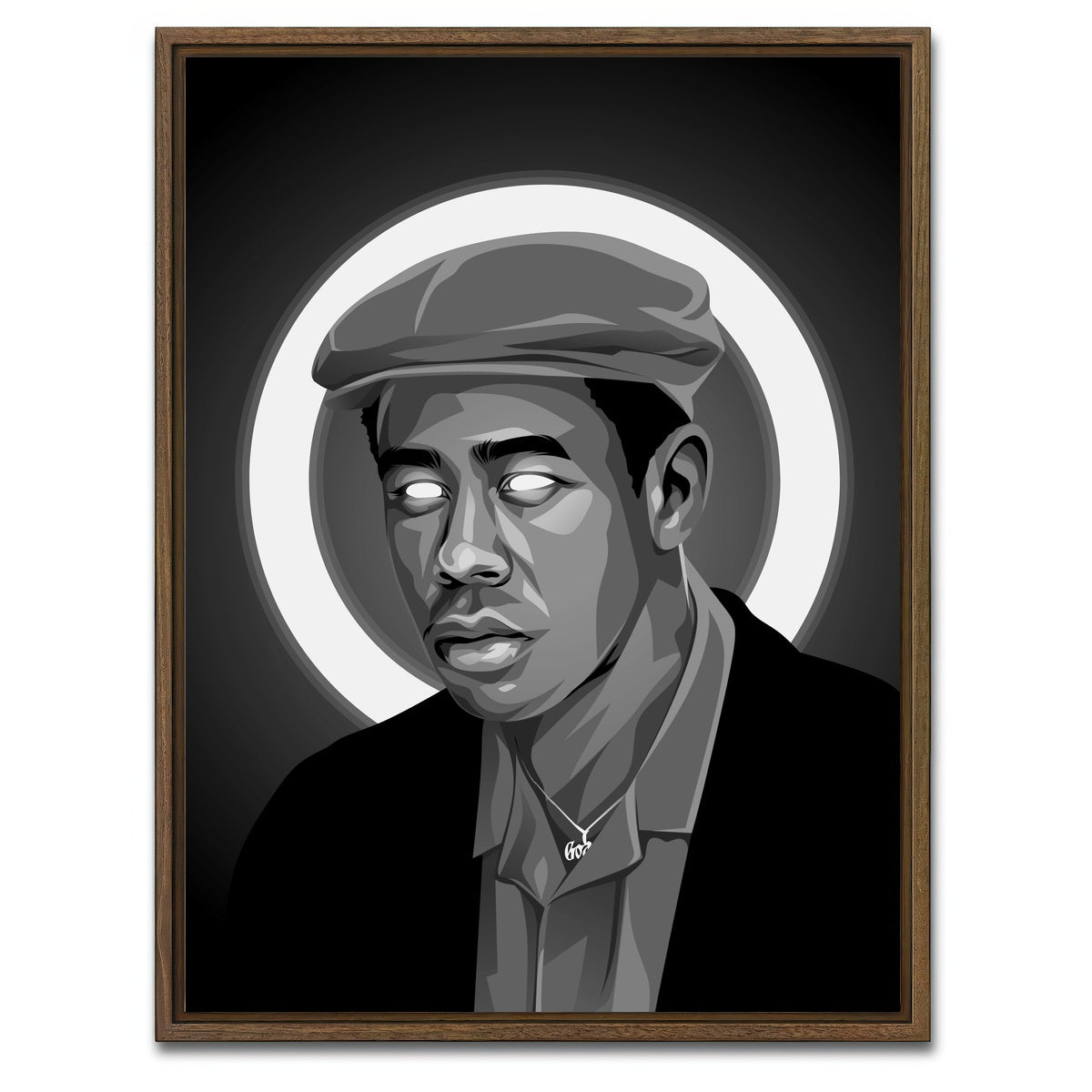 AUTO-MOCKUP WHITE | Grayscale tyler the creator | 1 Piece | Walnut Framed Canvas | group=3x4