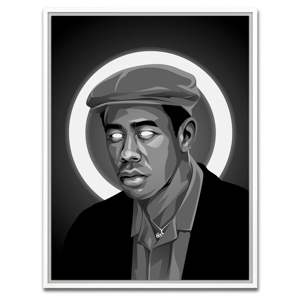 AUTO-MOCKUP WHITE | Grayscale tyler the creator | 1 Piece | White Framed Canvas | group=3x4