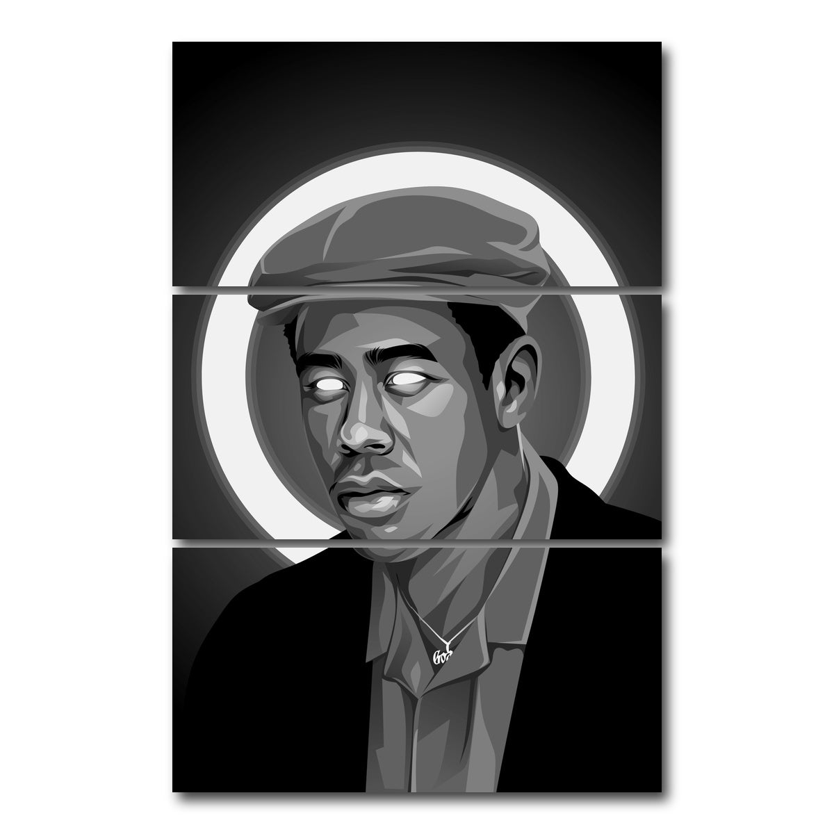 AUTO-MOCKUP WHITE | Grayscale tyler the creator | 3 Piece | Gallery Wrap Canvas | group=12x24_stacked