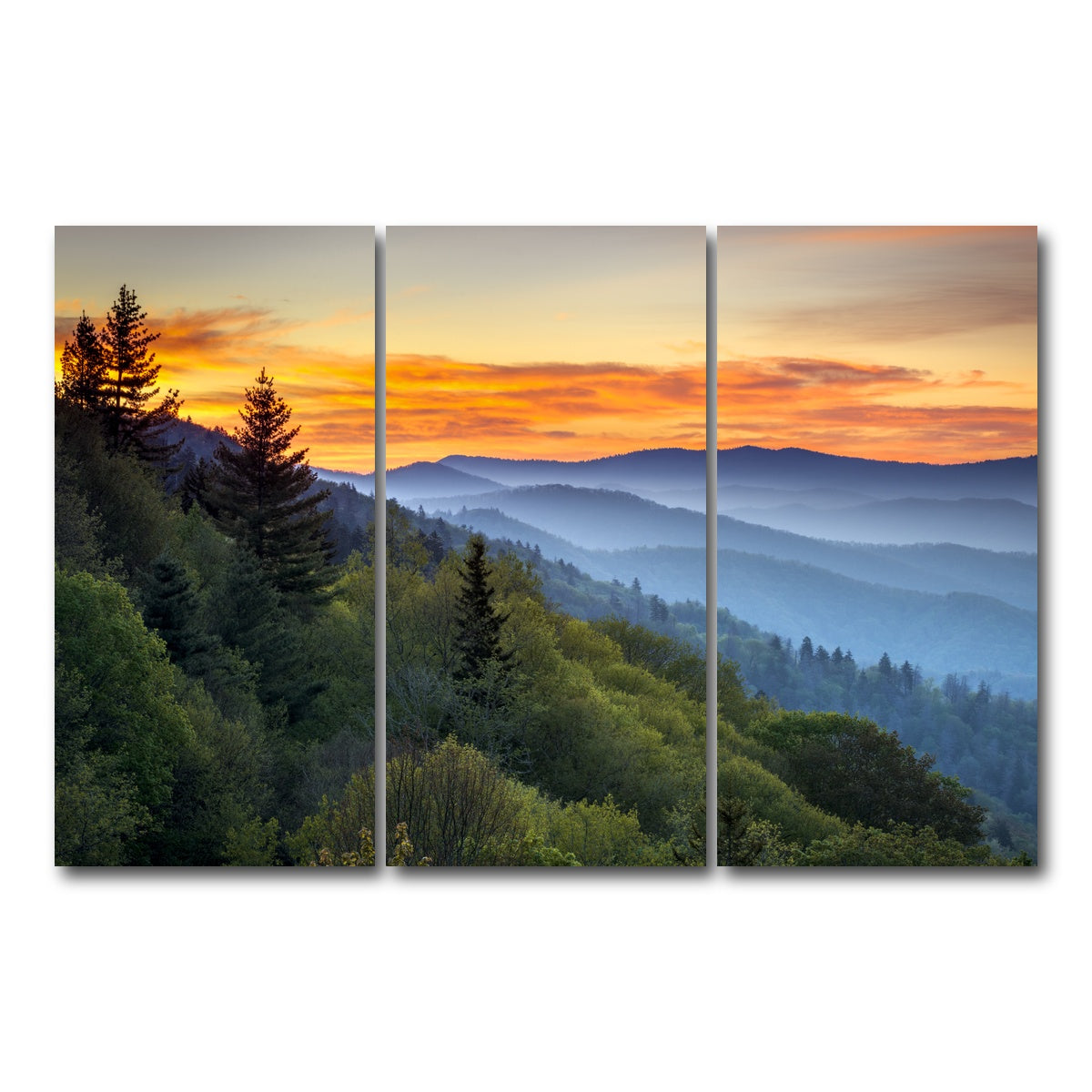 AUTO-MOCKUP WHITE | Great Smoky Mountains | 3 Piece | Gallery Wrap Canvas | group=12x24