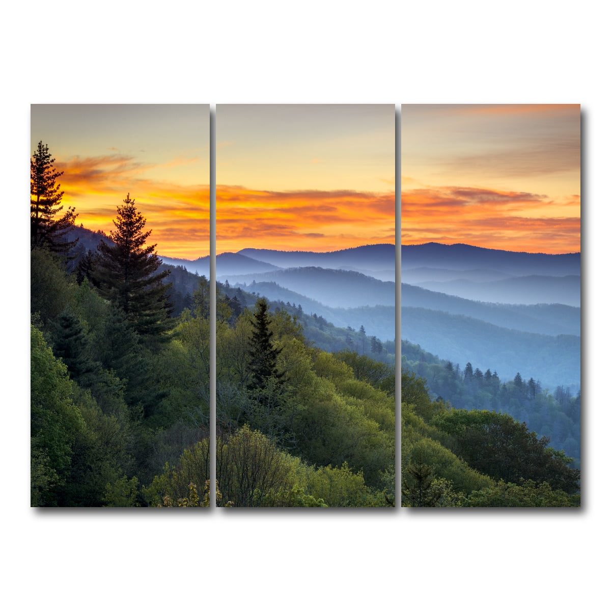 AUTO-MOCKUP WHITE | Great Smoky Mountains | 3 Piece | Gallery Wrap Canvas | group=8x18