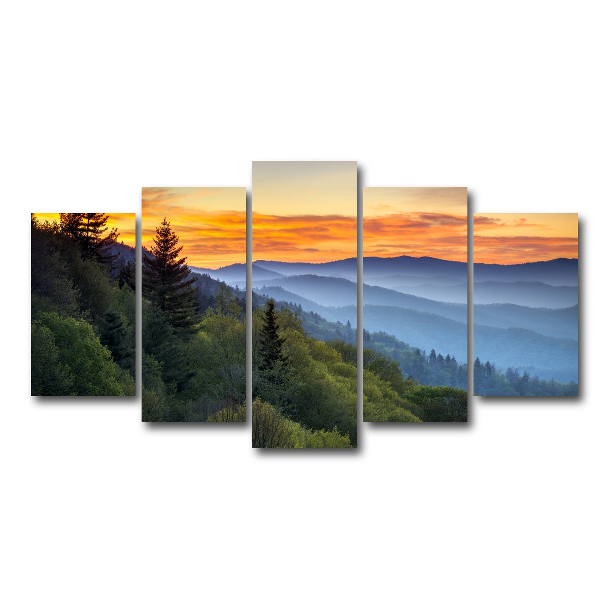 AUTO-MOCKUP WHITE | Great Smoky Mountains | 5 Piece | Gallery Wrap Canvas | group=5_normal
