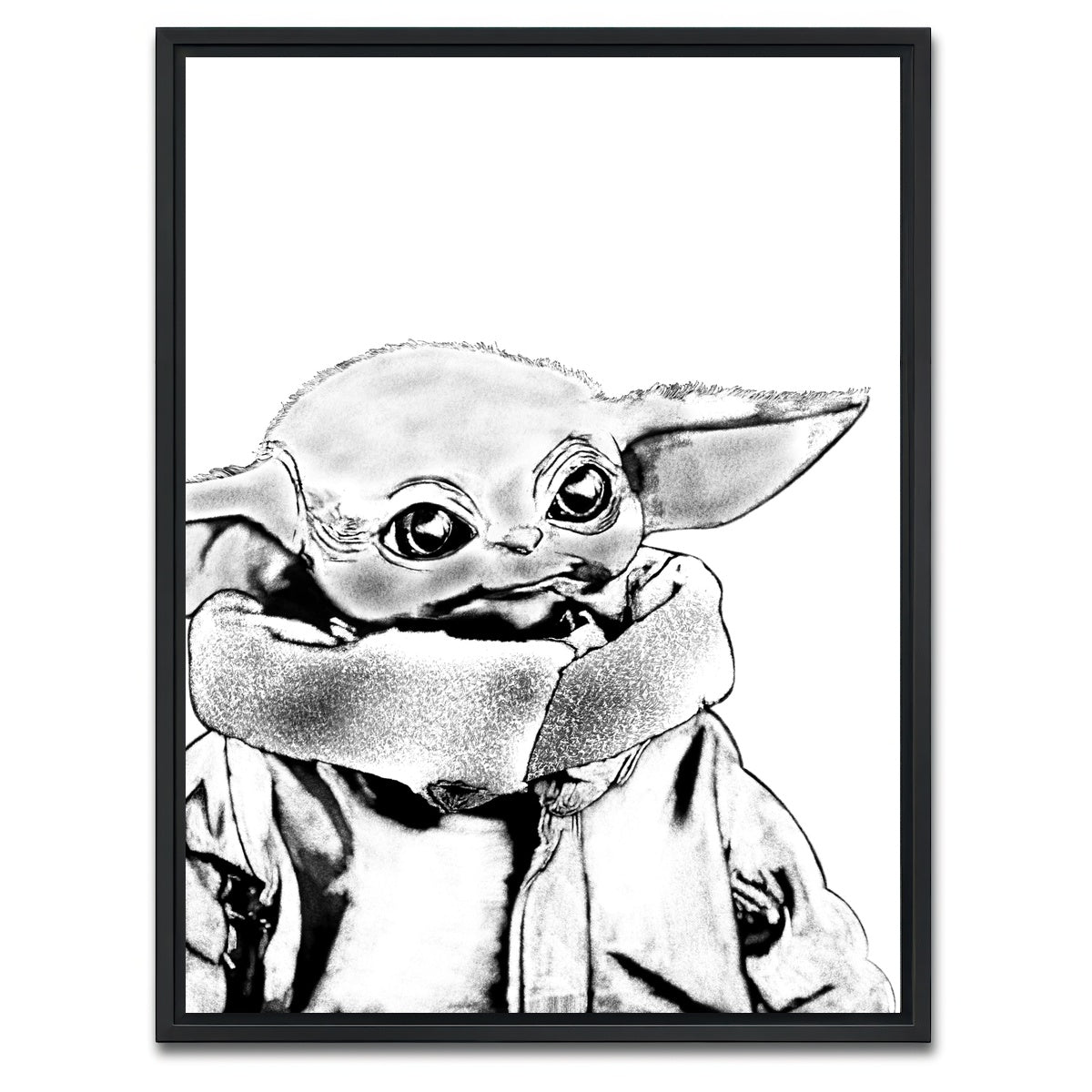 AUTO-MOCKUP WHITE | Grogu Sketch | 1 Piece | Black Framed Canvas | group=3x4