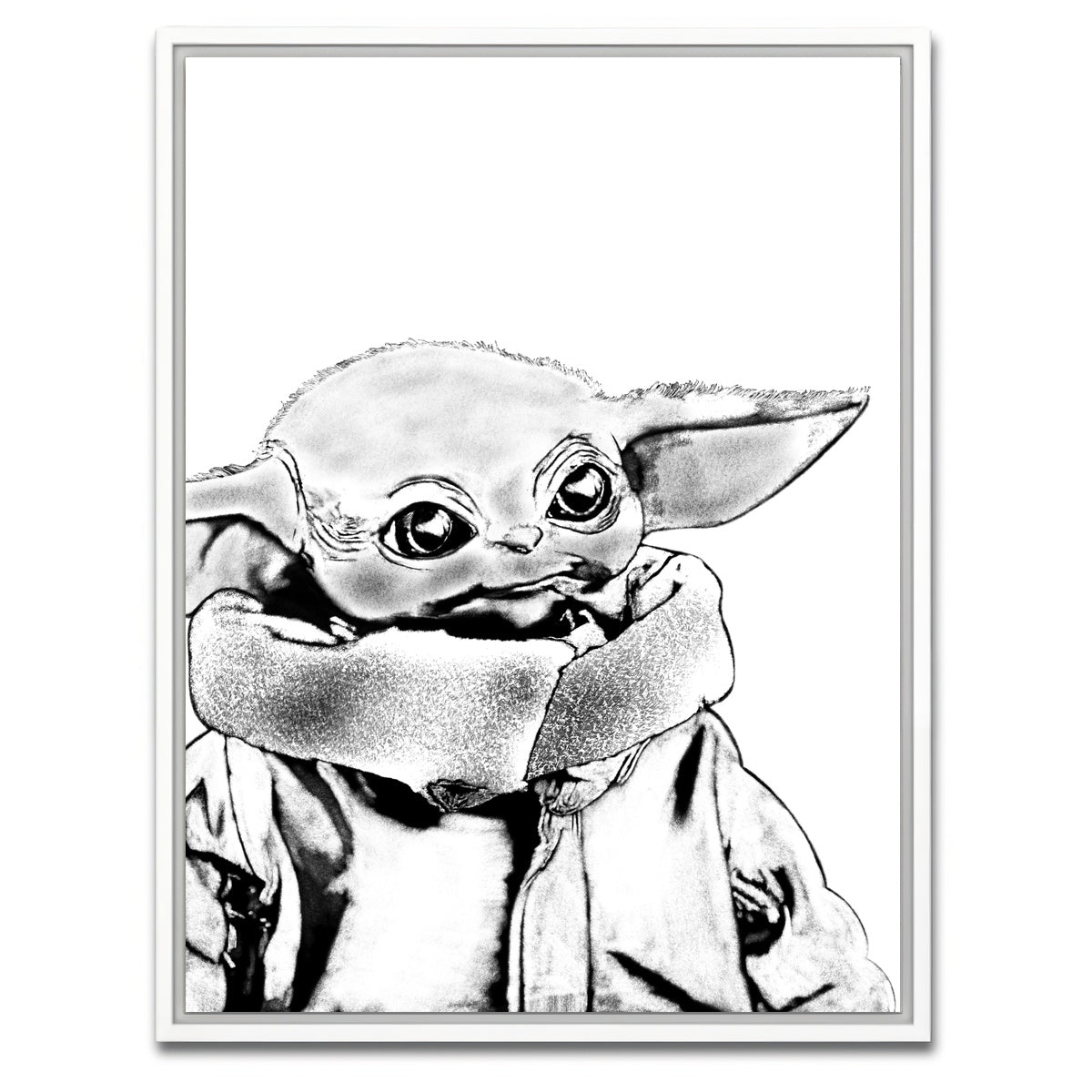 AUTO-MOCKUP WHITE | Grogu Sketch | 1 Piece | White Framed Canvas | group=3x4