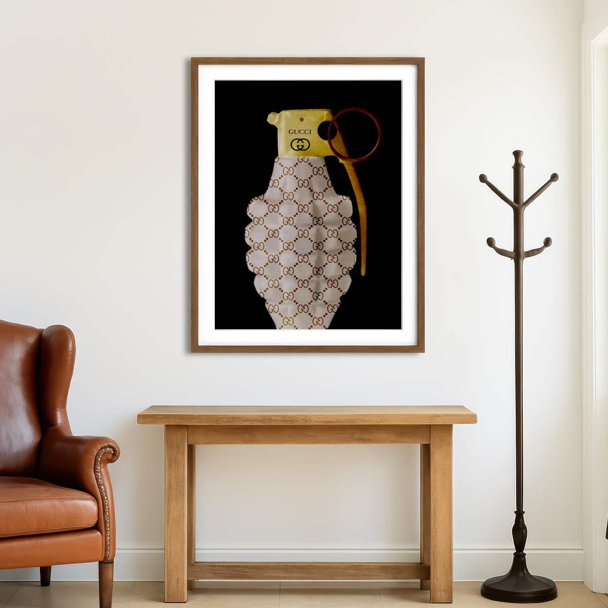 AUTO-MOCKUP ROOM | Gucci Gold Grenade Wall Art