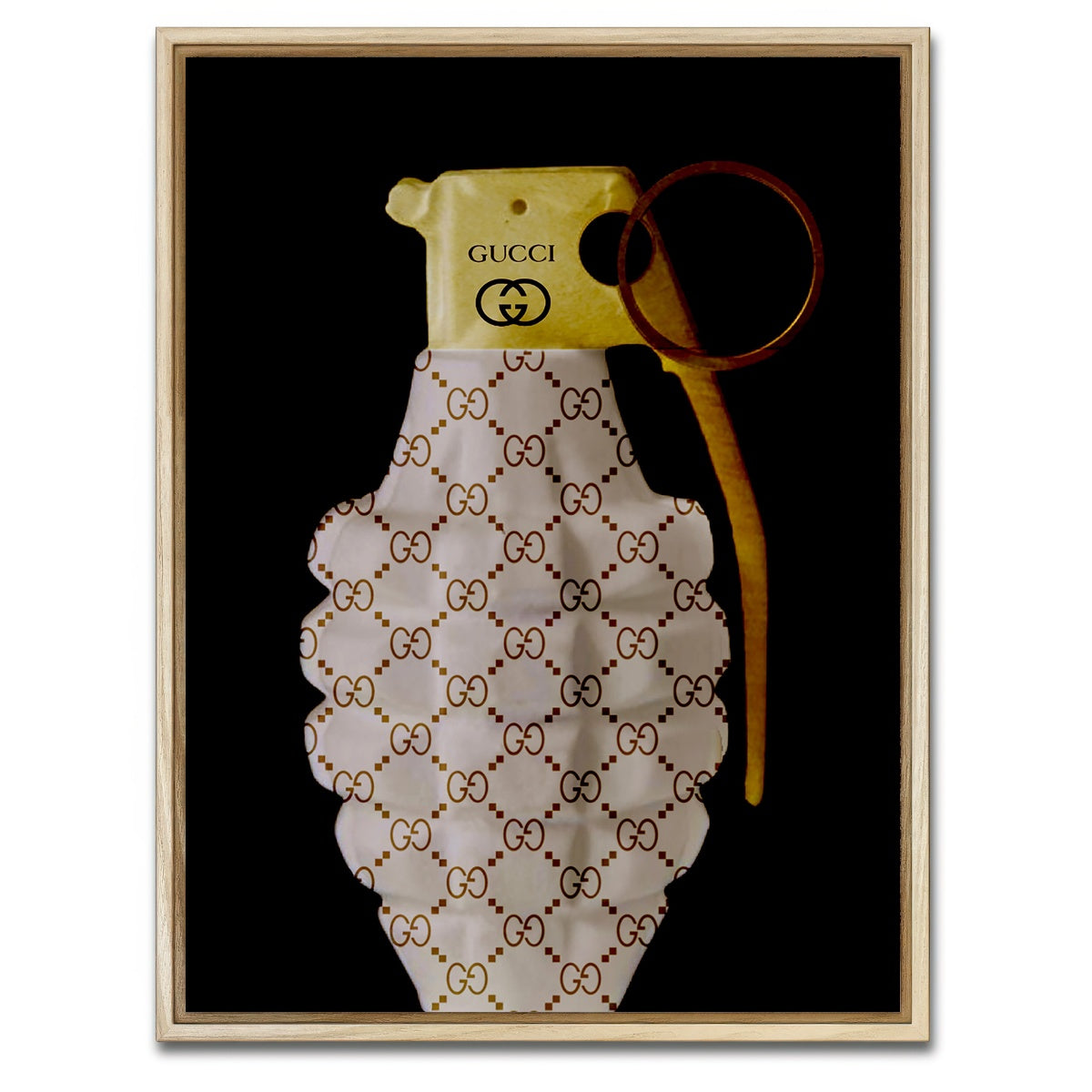 AUTO-MOCKUP WHITE | Gucci Gold Grenade | 1 Piece | Natural Framed Canvas | group=3x4