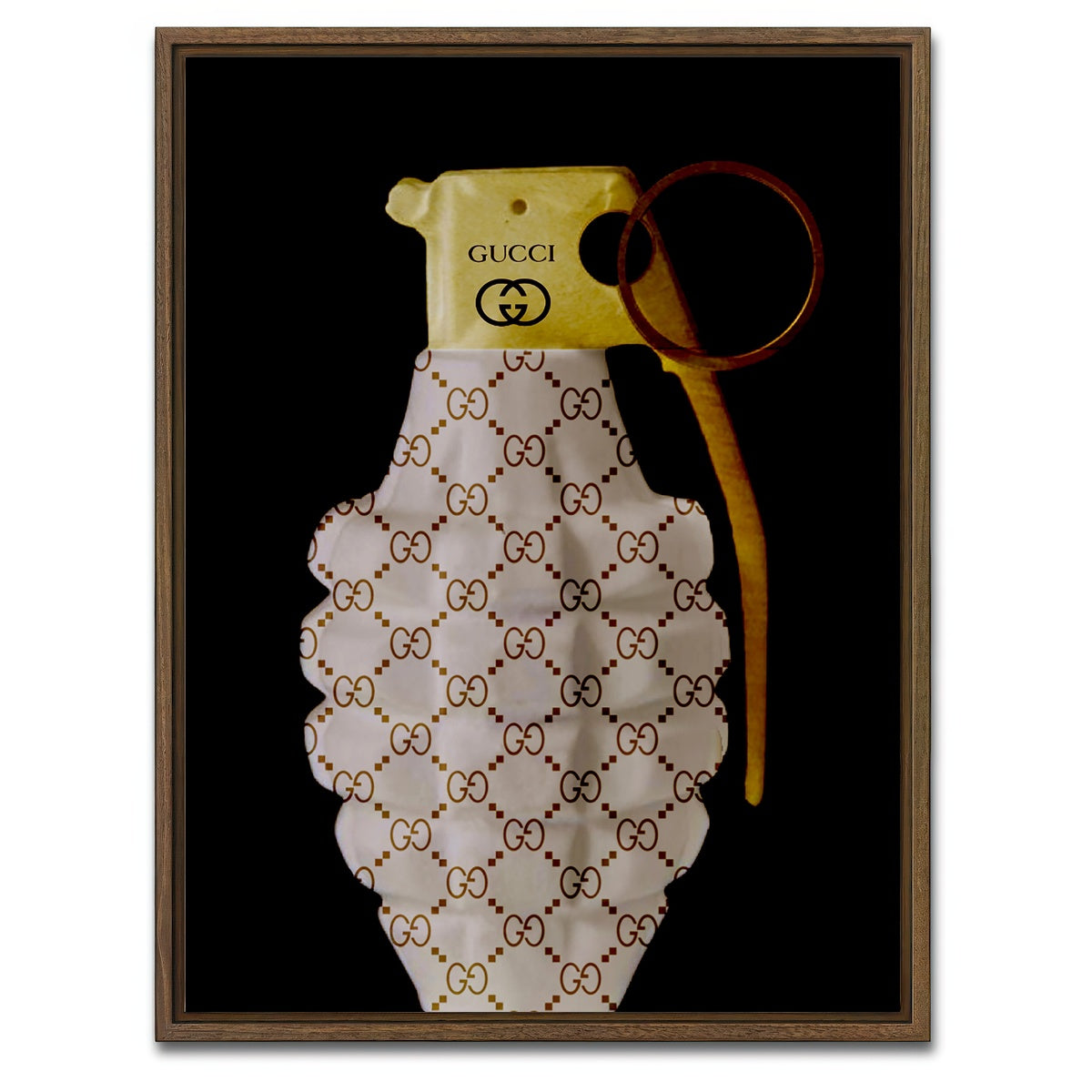 AUTO-MOCKUP WHITE | Gucci Gold Grenade | 1 Piece | Walnut Framed Canvas | group=3x4
