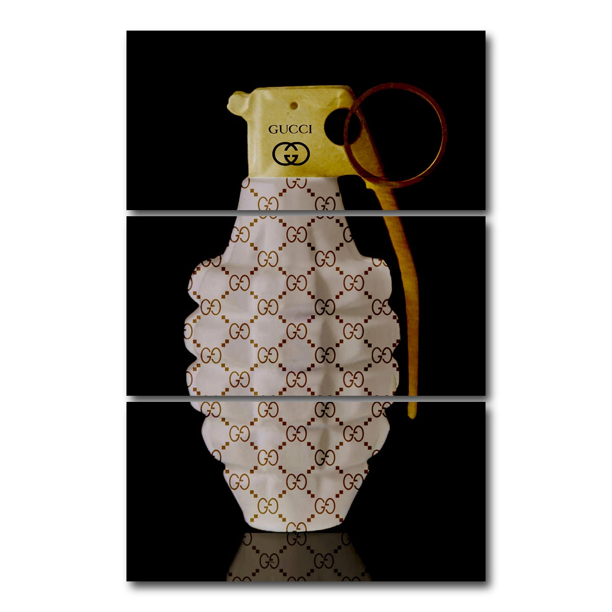 AUTO-MOCKUP WHITE | Gucci Gold Grenade | 3 Piece | Gallery Wrap Canvas | group=12x24_stacked