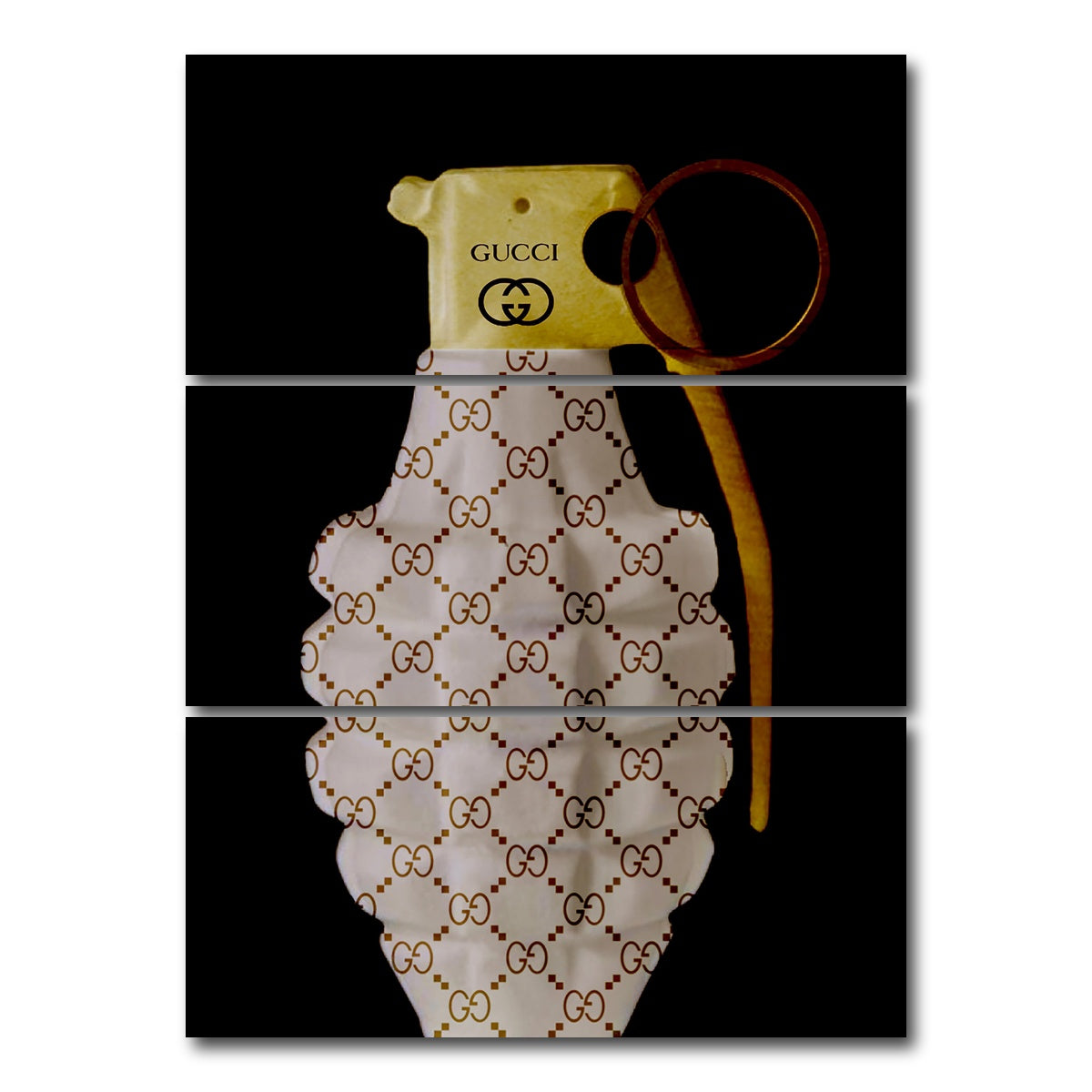 AUTO-MOCKUP WHITE | Gucci Gold Grenade | 3 Piece | Gallery Wrap Canvas | group=8x18_stacked