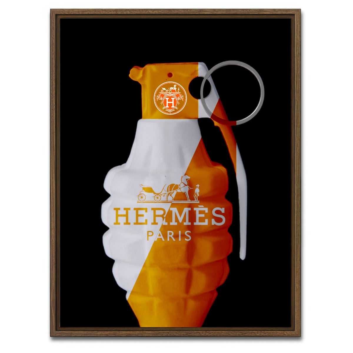 AUTO-MOCKUP WHITE | Hermes Grenade | 1 Piece | Walnut Framed Canvas | group=3x4