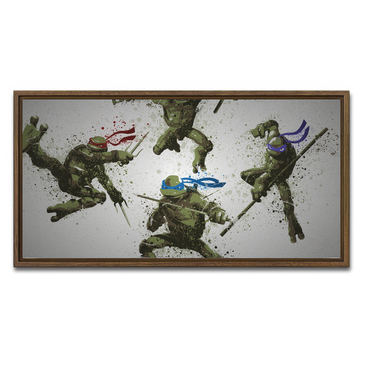 AUTO-MOCKUP WHITE | Heroes In a Half Shell | 1 Piece | Walnut Framed Canvas | group=2x1