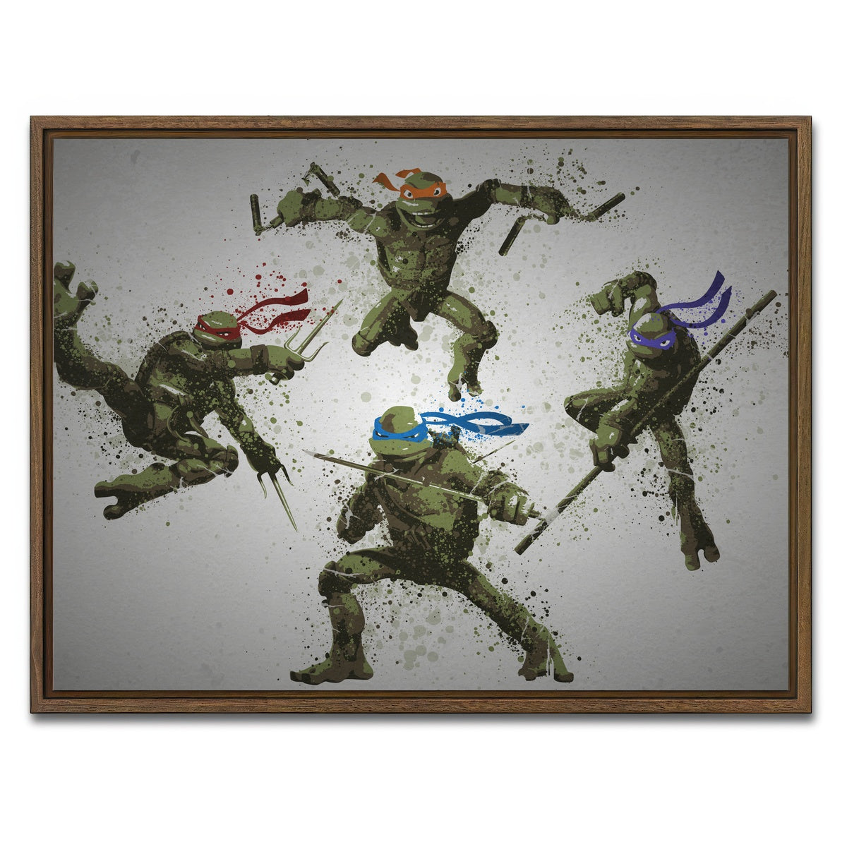 AUTO-MOCKUP WHITE | Heroes In a Half Shell | 1 Piece | Walnut Framed Canvas | group=4x3
