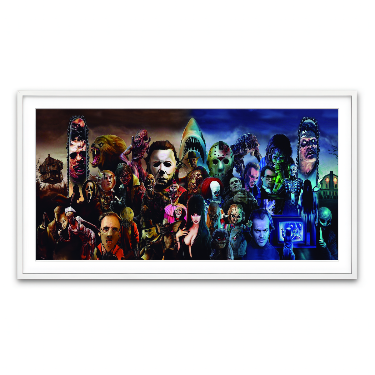 Framed Print 2x1 White