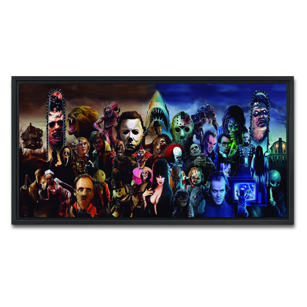 AUTO-MOCKUP WHITE | Horror Collage | 1 Piece | Black Framed Canvas | group=2x1