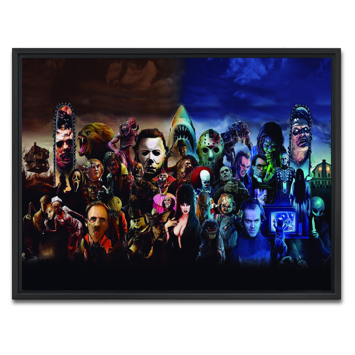 AUTO-MOCKUP WHITE | Horror Collage | 1 Piece | Black Framed Canvas | group=4x3