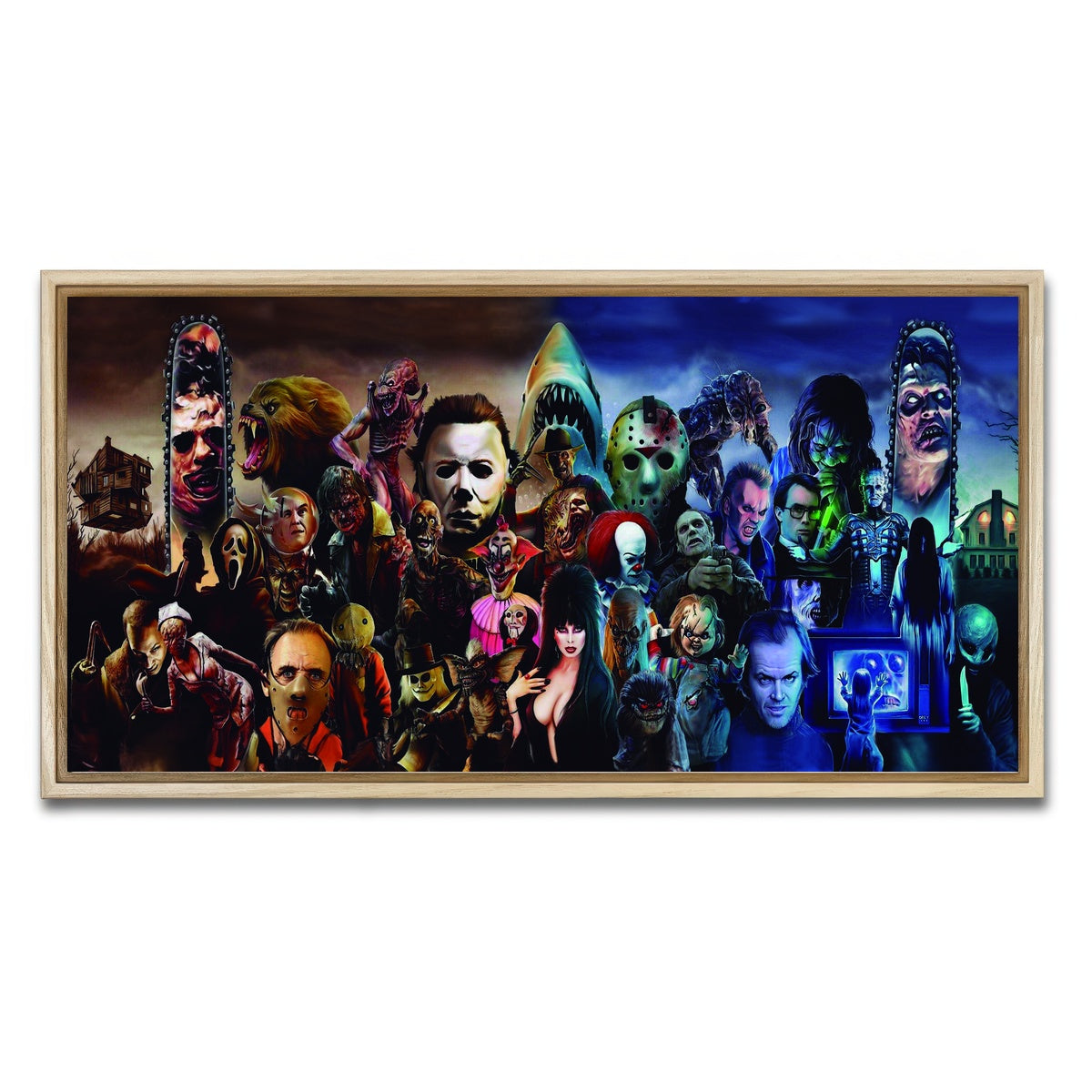 AUTO-MOCKUP WHITE | Horror Collage | 1 Piece | Natural Framed Canvas | group=2x1