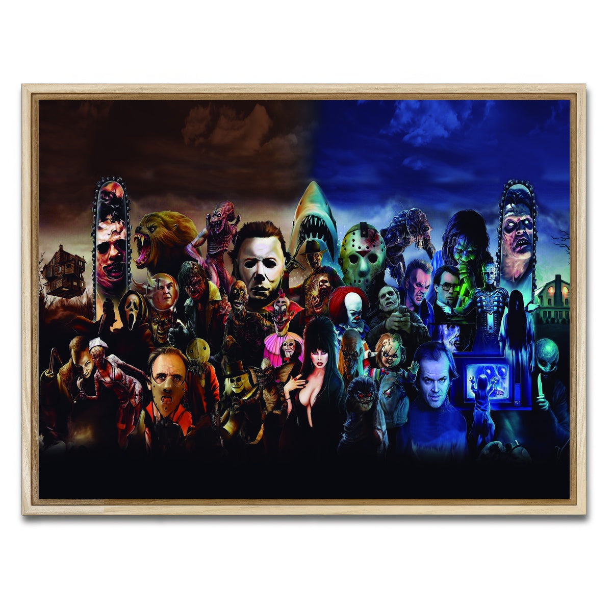 AUTO-MOCKUP WHITE | Horror Collage | 1 Piece | Natural Framed Canvas | group=4x3