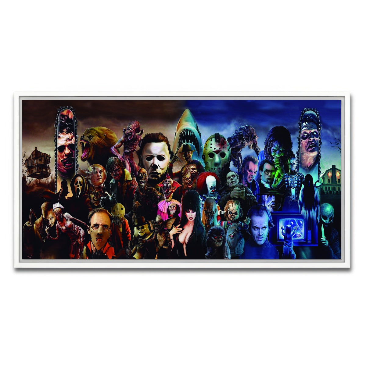 AUTO-MOCKUP WHITE | Horror Collage | 1 Piece | White Framed Canvas | group=2x1