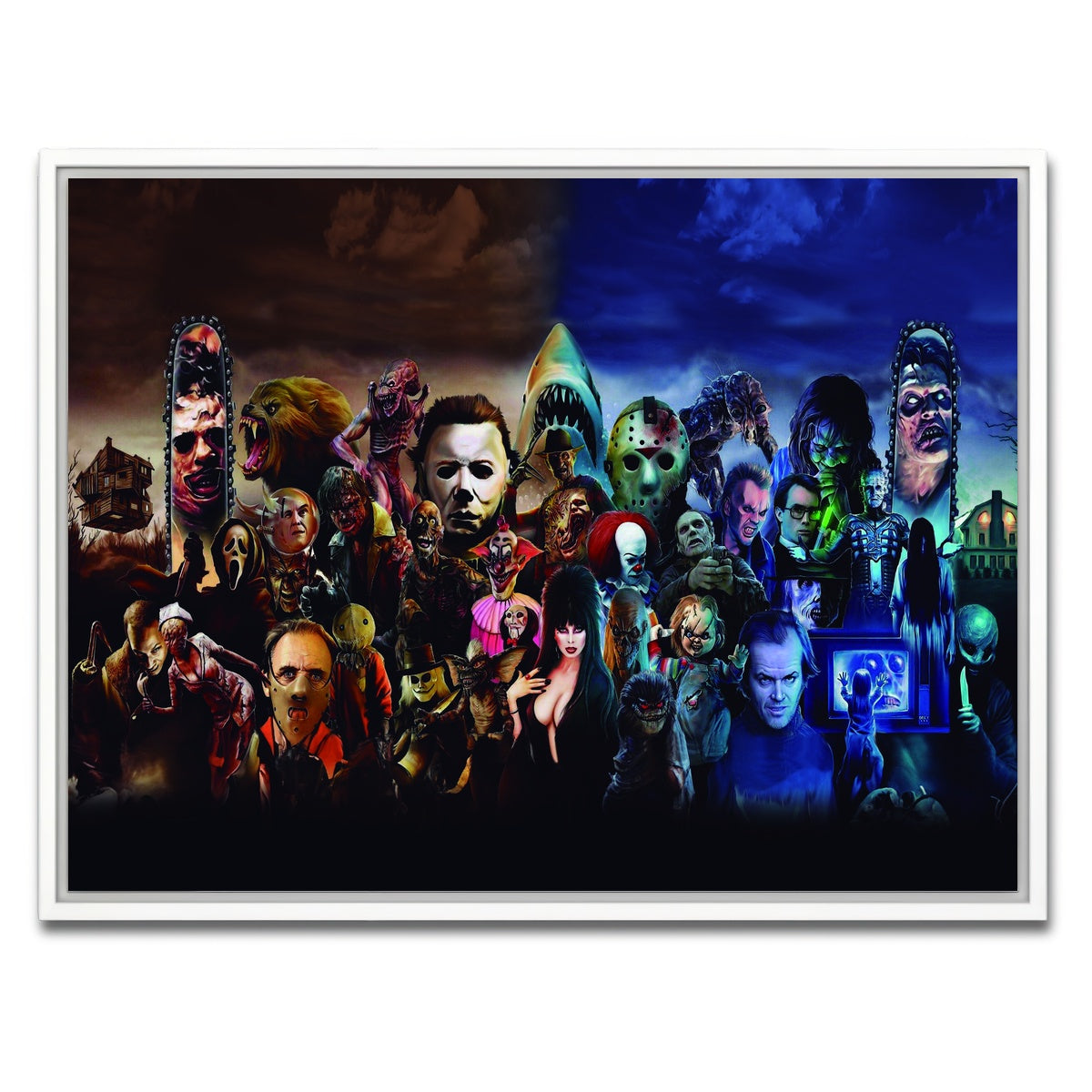 AUTO-MOCKUP WHITE | Horror Collage | 1 Piece | White Framed Canvas | group=4x3