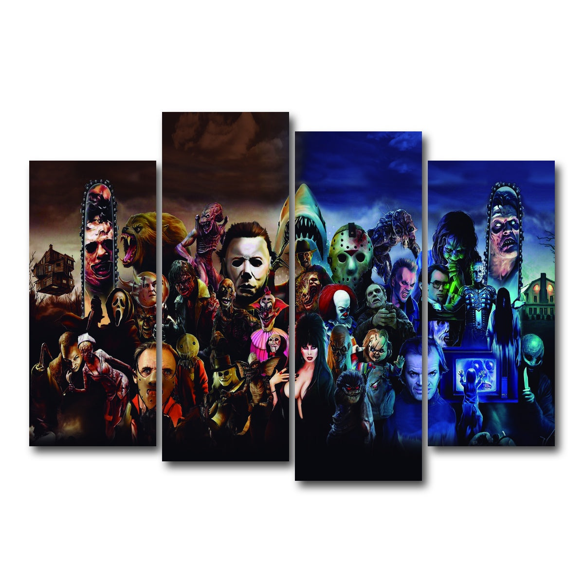 AUTO-MOCKUP WHITE | Horror Collage | 4 Piece | Gallery Wrap Canvas | group=4_normal