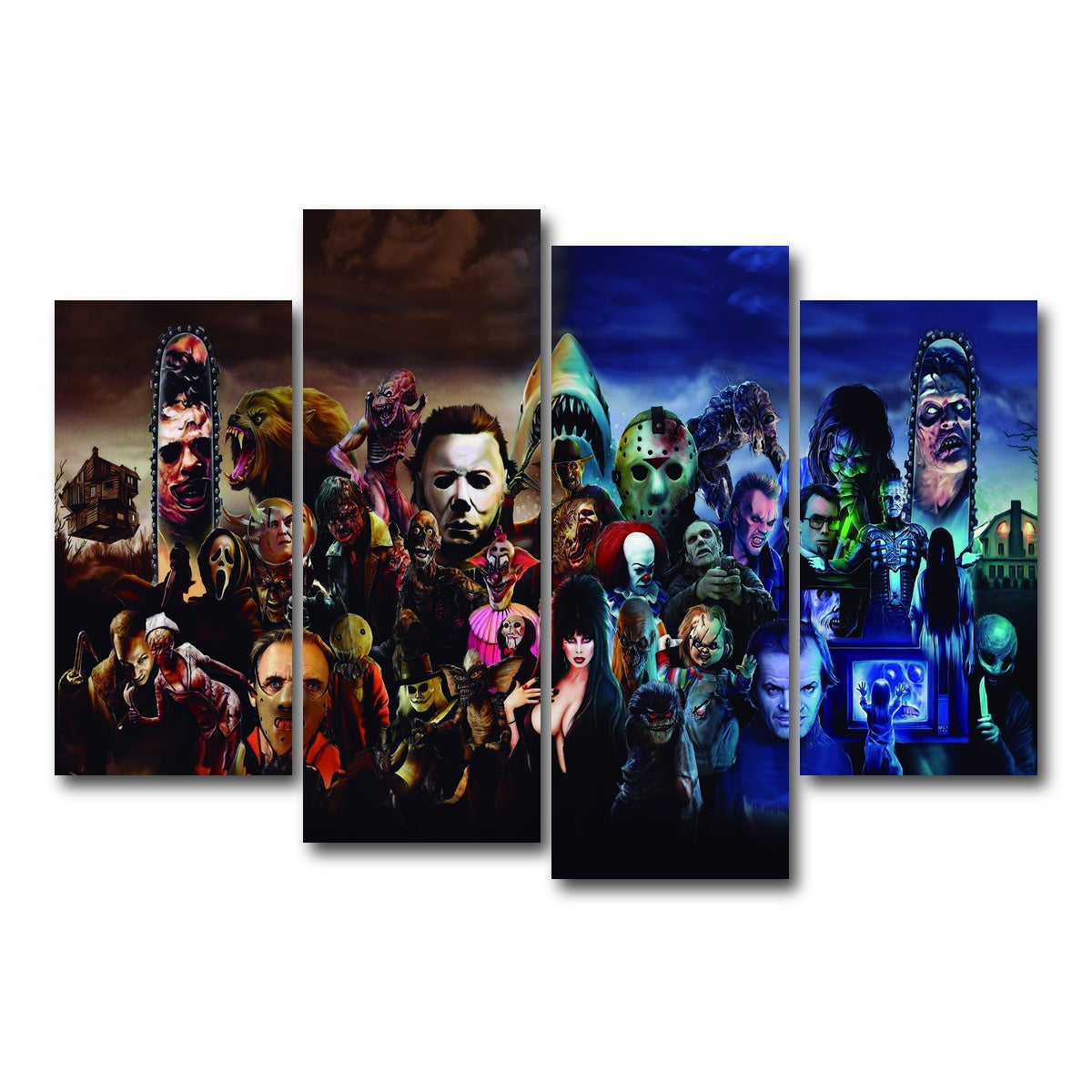 AUTO-MOCKUP WHITE | Horror Collage | 4 Piece | Gallery Wrap Canvas | group=4_short