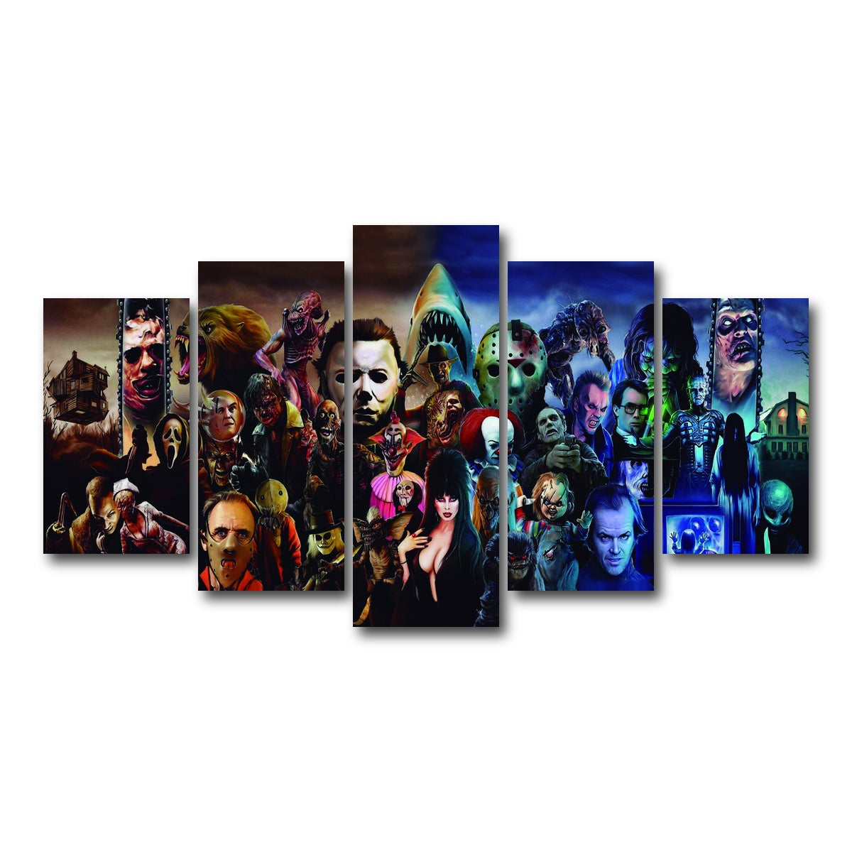 AUTO-MOCKUP WHITE | Horror Collage | 5 Piece | Gallery Wrap Canvas | group=5_normal