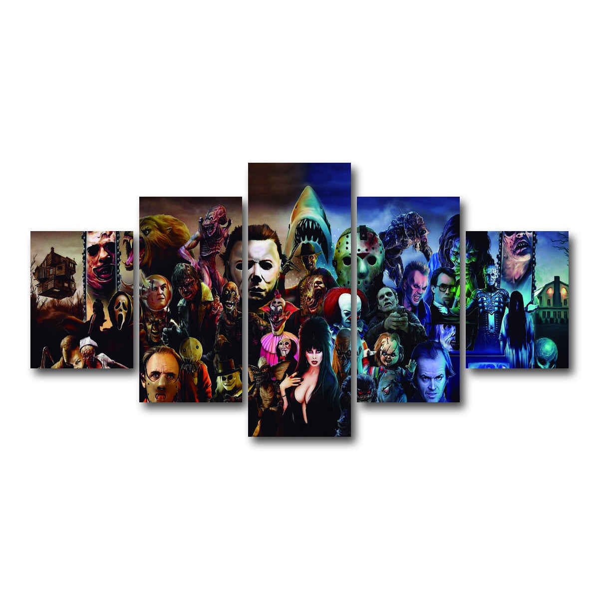 AUTO-MOCKUP WHITE | Horror Collage | 5 Piece | Gallery Wrap Canvas | group=5_short