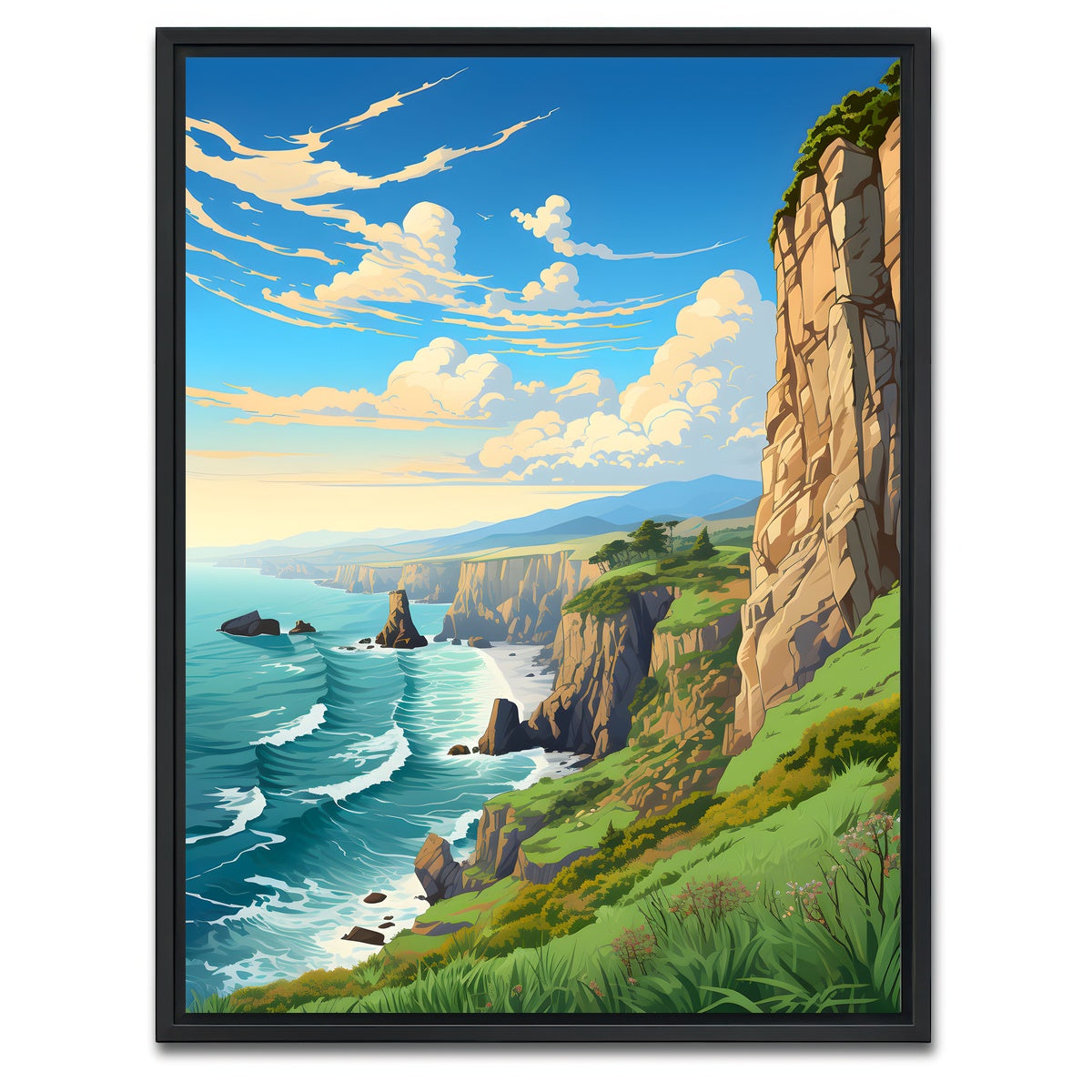 AUTO-MOCKUP WHITE | Ireland - Cliffs of Moher | 1 Piece | Black Framed Canvas | group=3x4