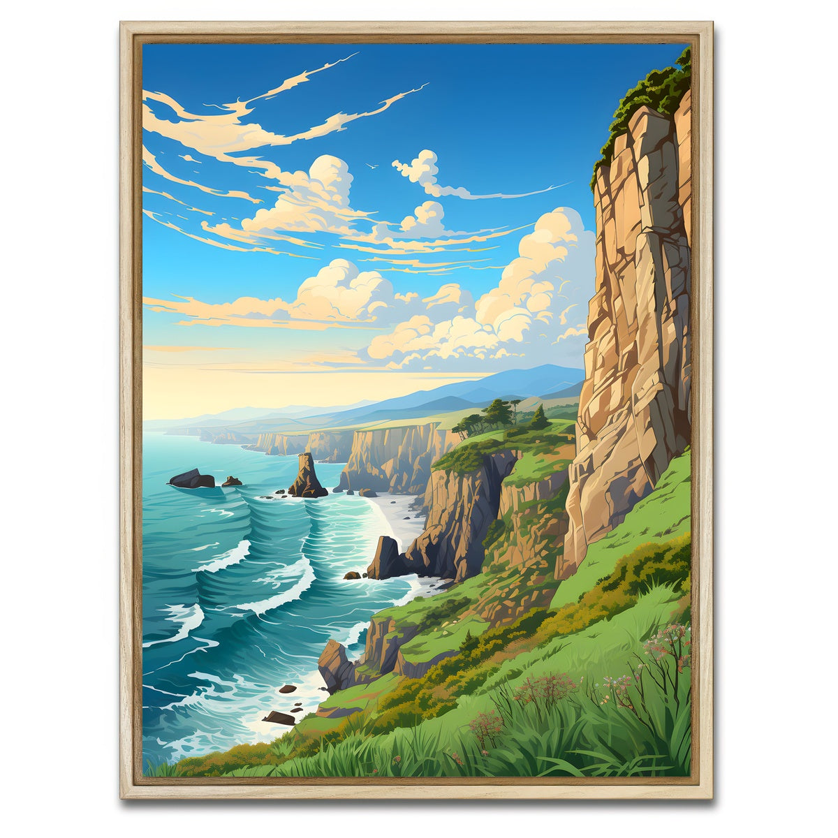 AUTO-MOCKUP WHITE | Ireland - Cliffs of Moher | 1 Piece | Natural Framed Canvas | group=3x4