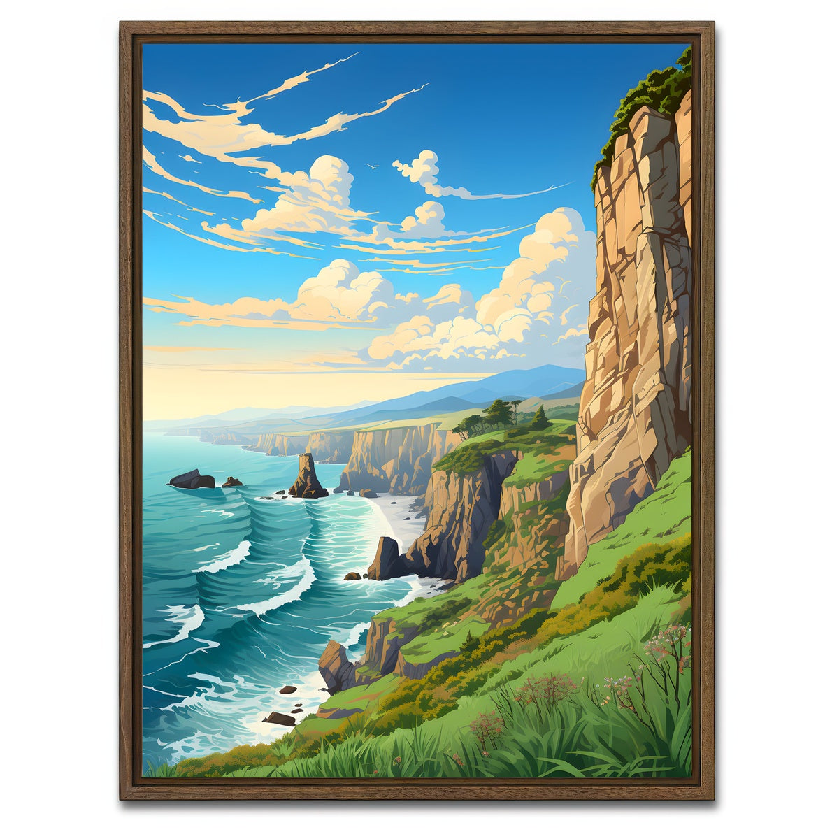 AUTO-MOCKUP WHITE | Ireland - Cliffs of Moher | 1 Piece | Walnut Framed Canvas | group=3x4
