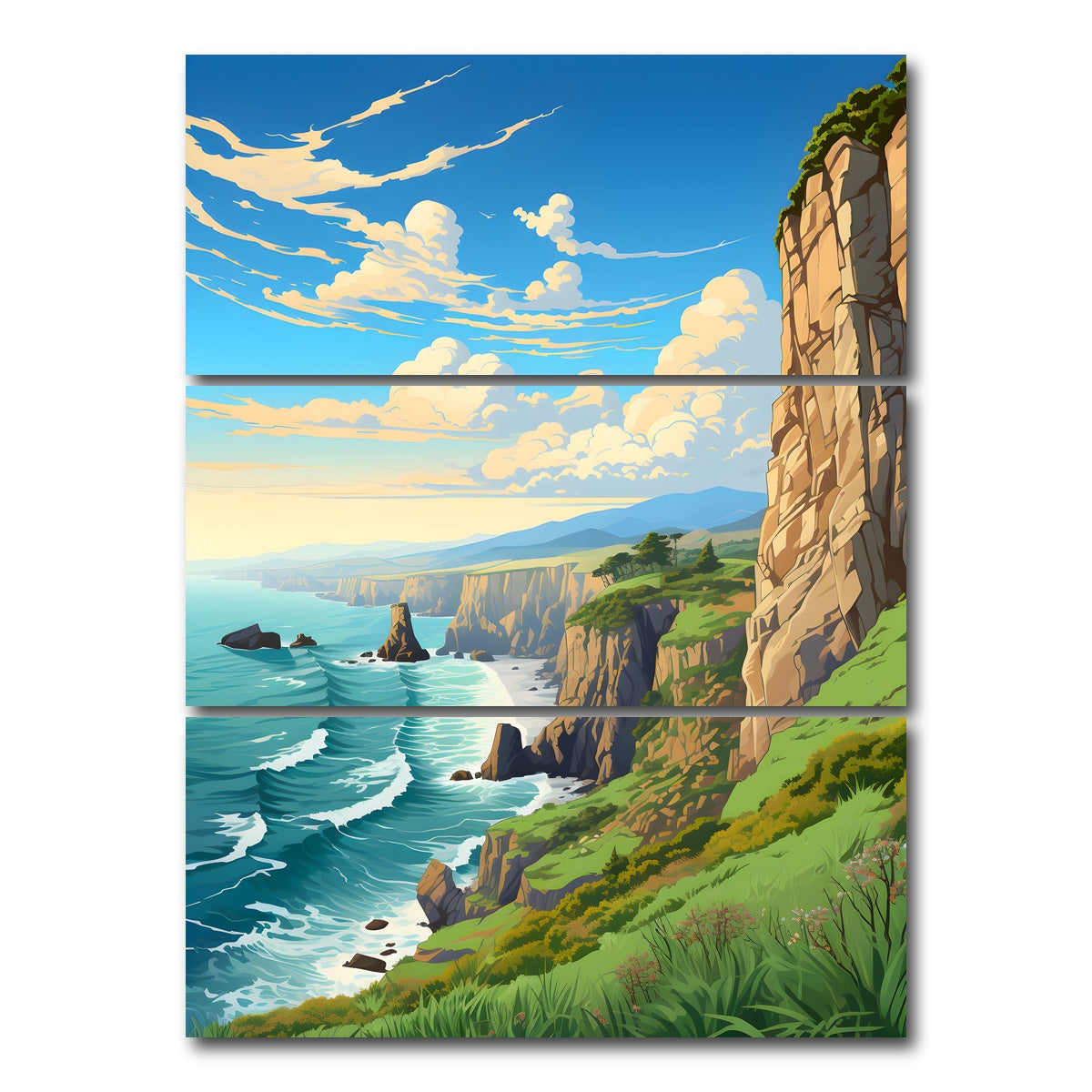 AUTO-MOCKUP WHITE | Ireland - Cliffs of Moher | 3 Piece | Gallery Wrap Canvas | group=8x18_stacked