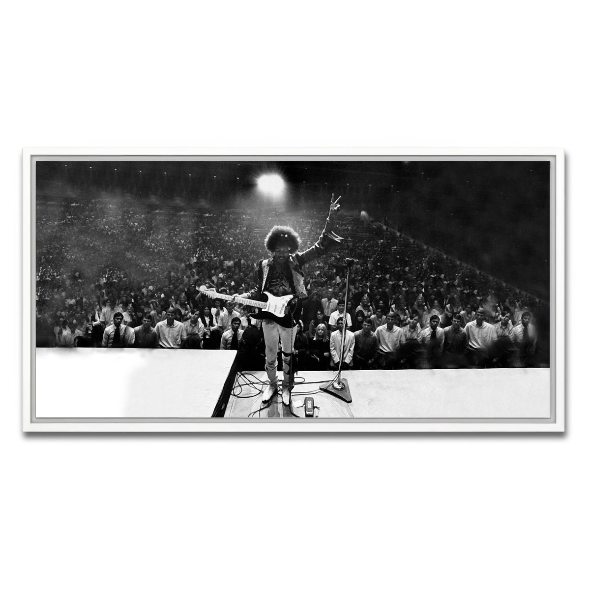 AUTO-MOCKUP WHITE | Jimi Hendrix Black and White | 1 Piece | White Framed Canvas | group=2x1