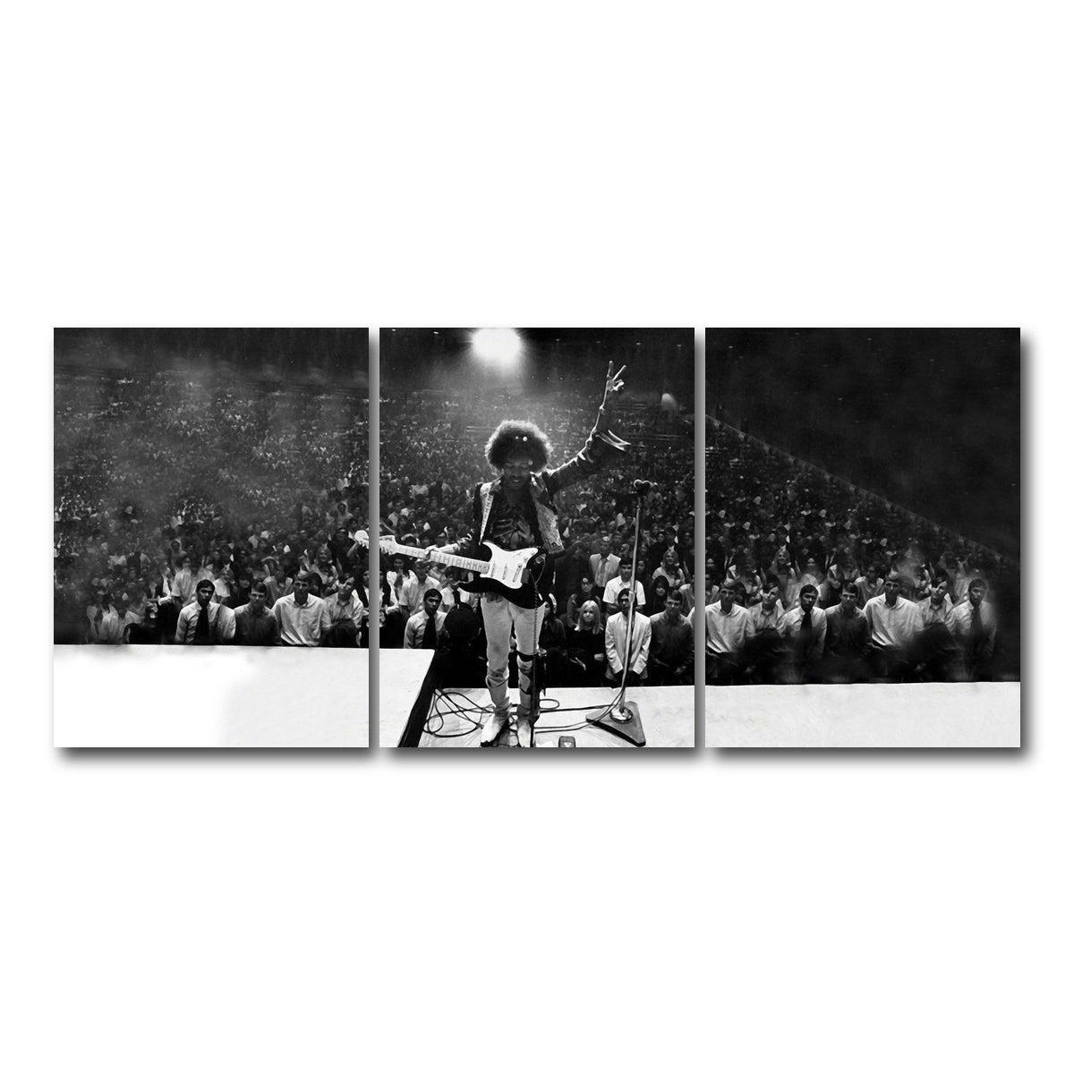AUTO-MOCKUP WHITE | Jimi Hendrix Black and White | 3 Piece | Gallery Wrap Canvas | group=18x24