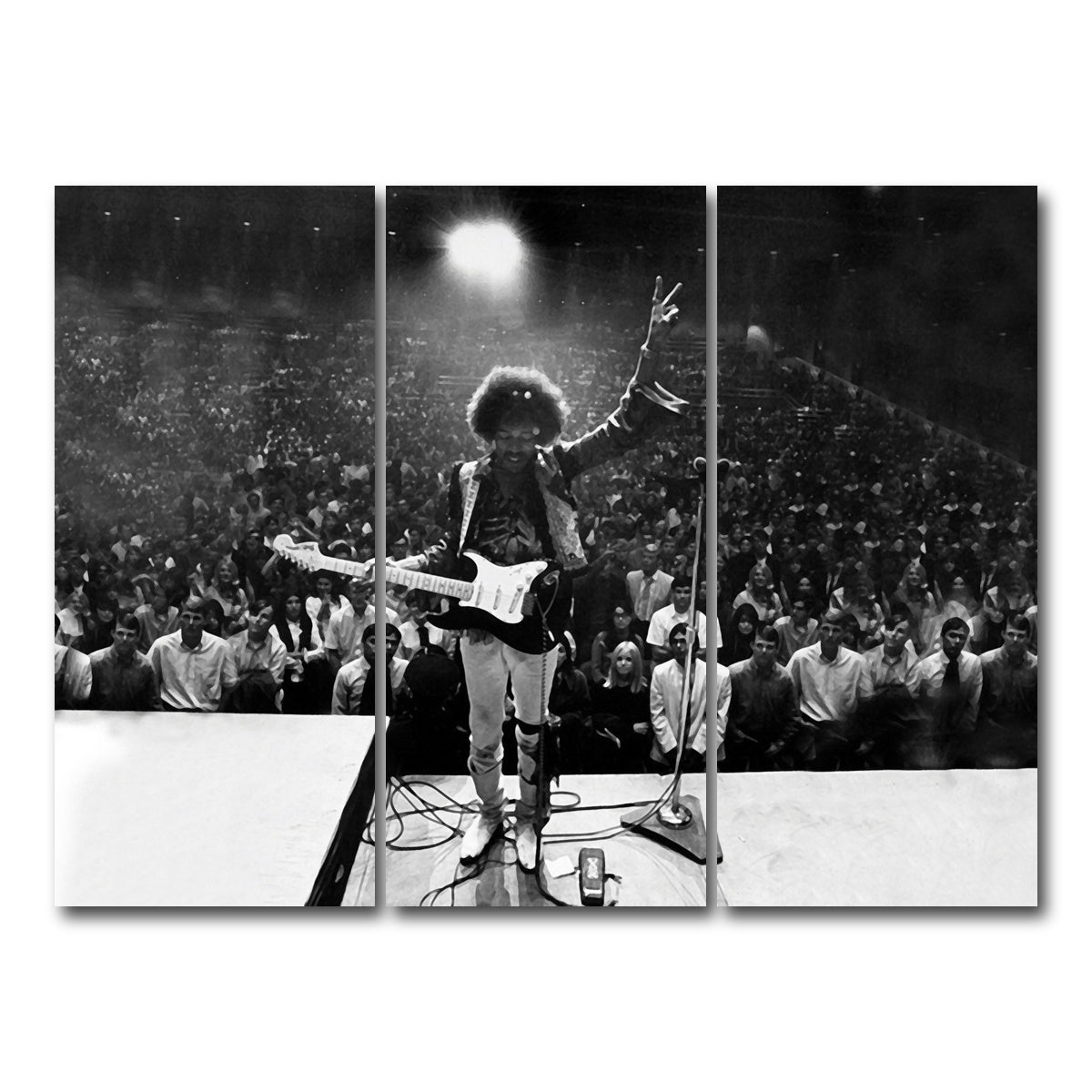 AUTO-MOCKUP WHITE | Jimi Hendrix Black and White | 3 Piece | Gallery Wrap Canvas | group=8x18
