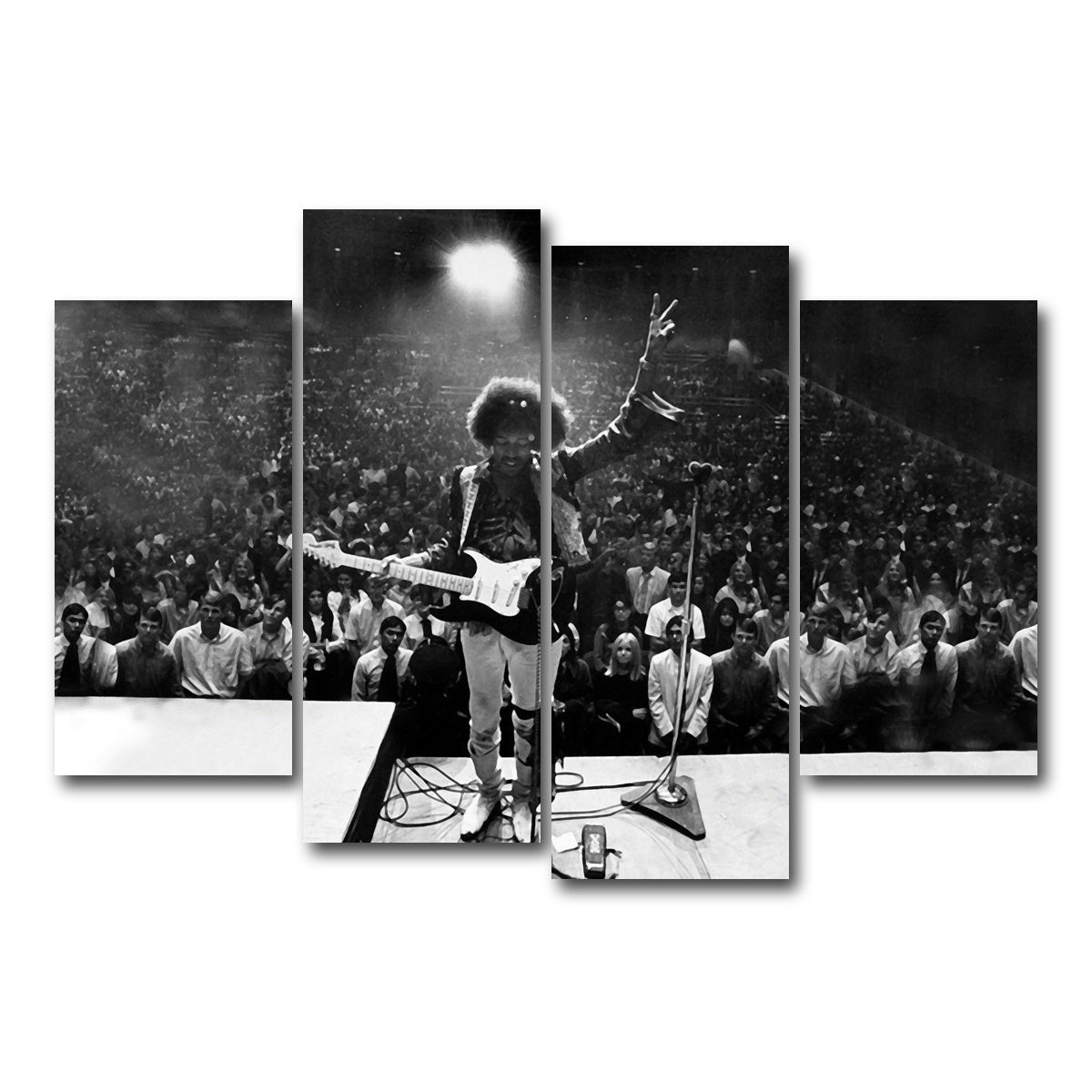 AUTO-MOCKUP WHITE | Jimi Hendrix Black and White | 4 Piece | Gallery Wrap Canvas | group=4_short