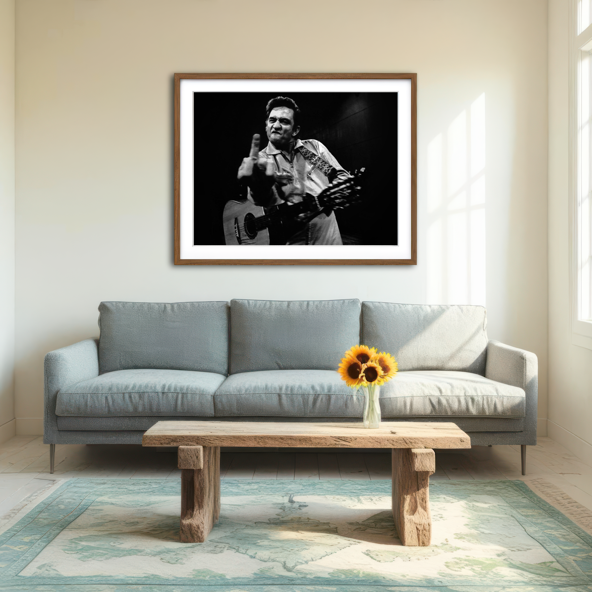AUTO-MOCKUP ROOM | Johnny Cash Flip Off Wall Art