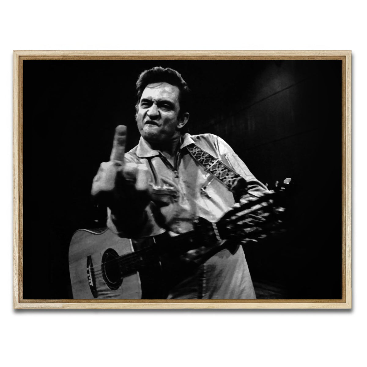 AUTO-MOCKUP WHITE | Johnny Cash Flip Off | 1 Piece | Natural Framed Canvas | group=4x3