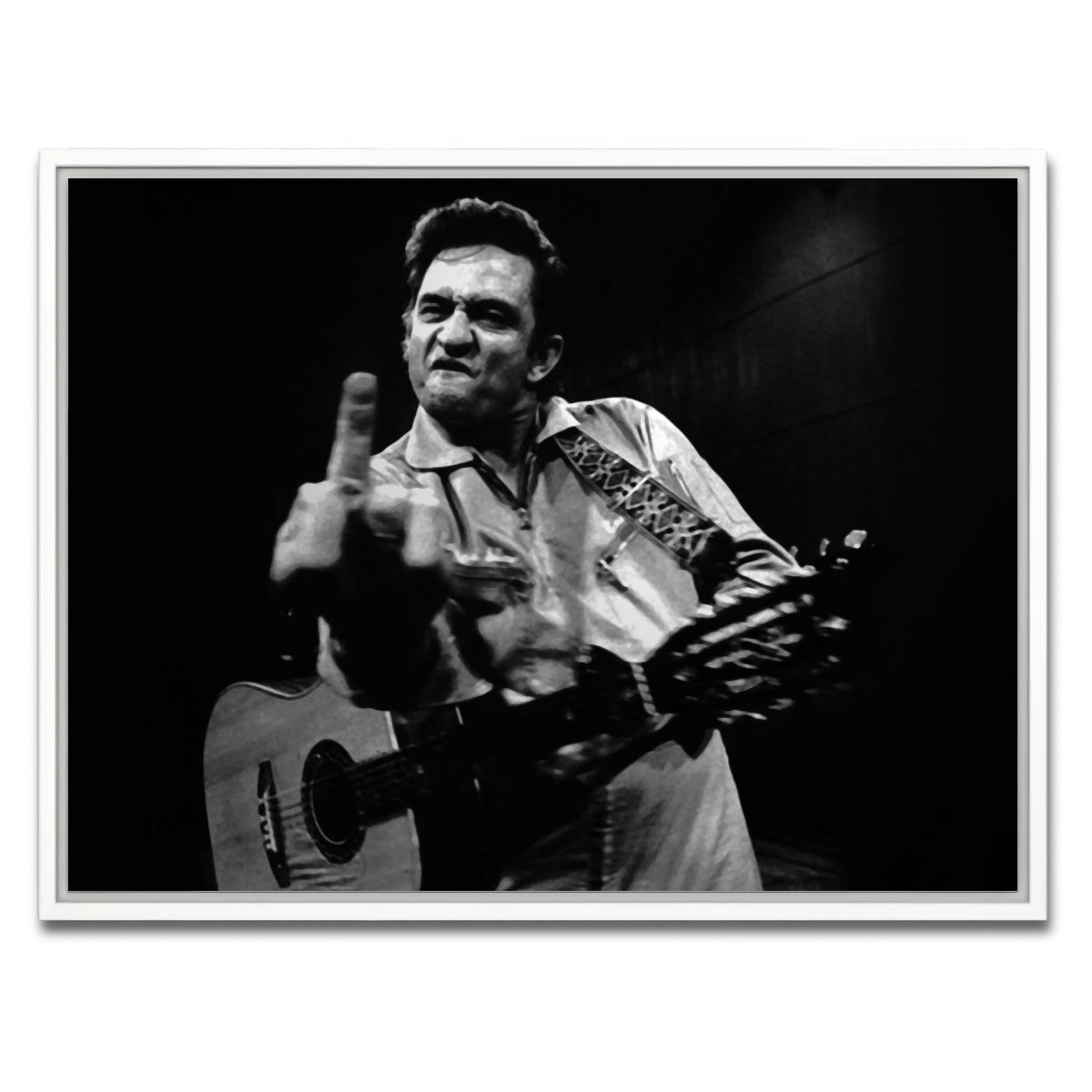 AUTO-MOCKUP WHITE | Johnny Cash Flip Off | 1 Piece | White Framed Canvas | group=4x3