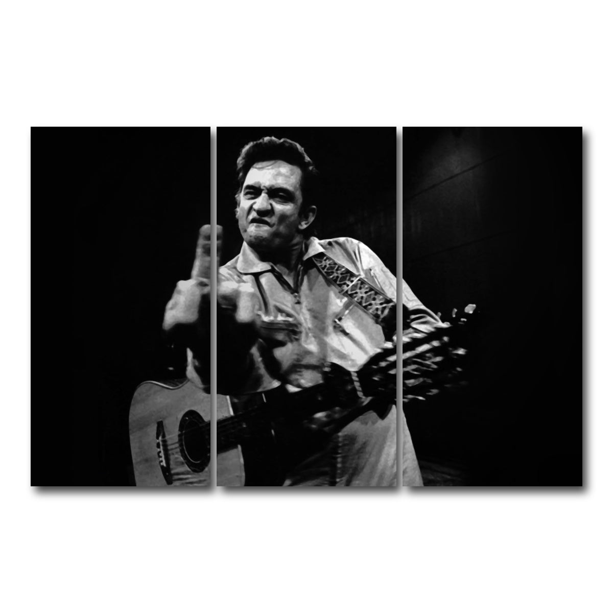 AUTO-MOCKUP WHITE | Johnny Cash Flip Off | 3 Piece | Gallery Wrap Canvas | group=12x24