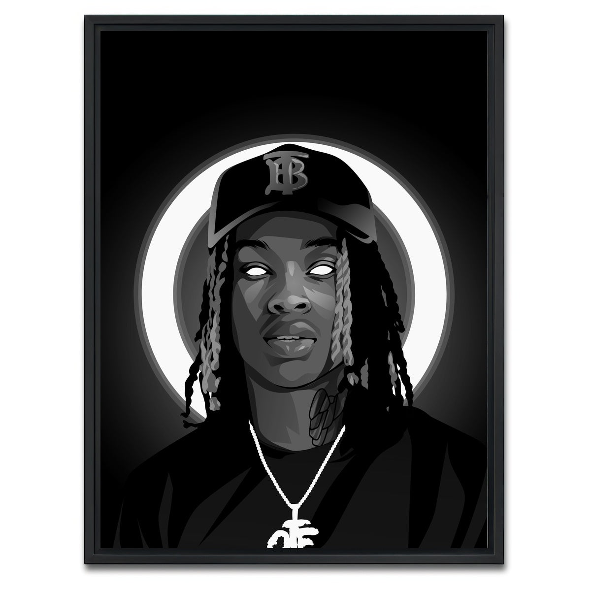 AUTO-MOCKUP WHITE | King Von Grayscale | 1 Piece | Black Framed Canvas | group=3x4